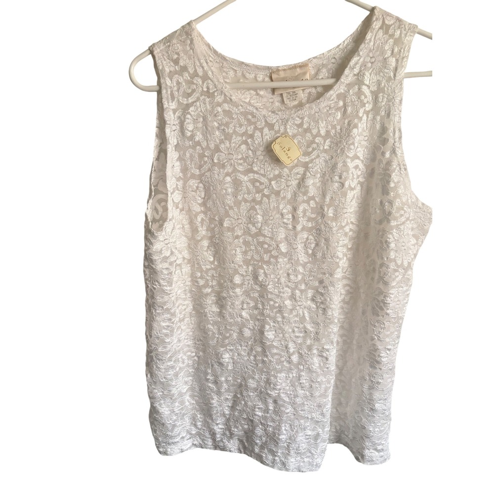 Vintage 90s White Floral Sheer Lace Cami Tank Top Coquette Feminine Fairycore